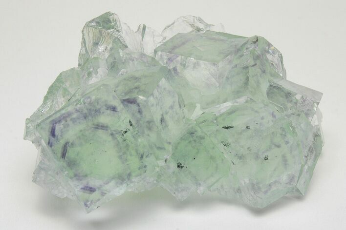 Glass-Clear, Purple & Green Cubic Fluorite Crystals - China #205558